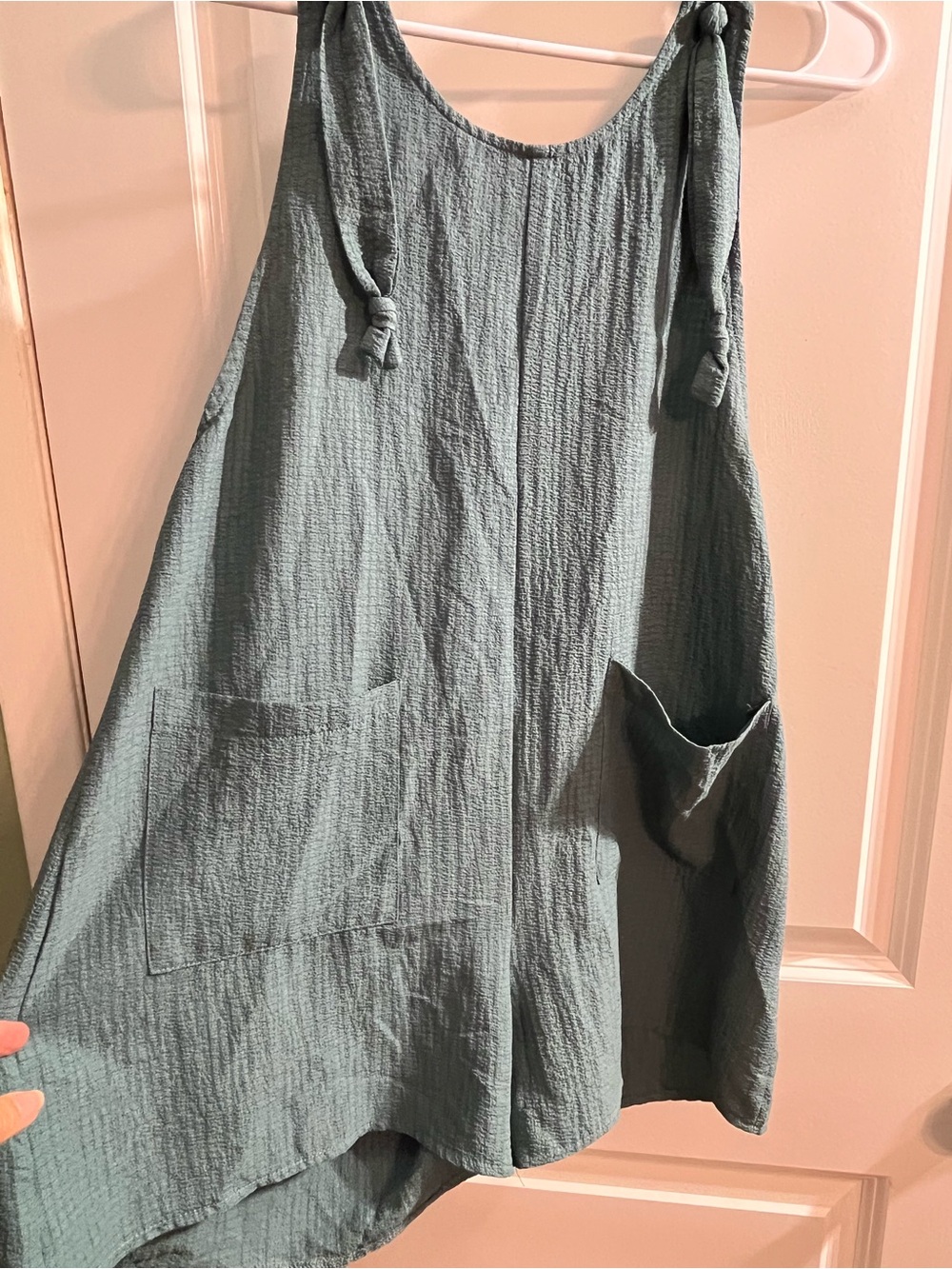 Casual Tie-Strap Romper in Dusty Teal